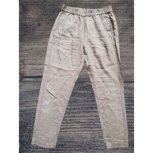Forever 21 Pants Women Small Linen Beige Smocked Waist Loose Fit Travel Cozy